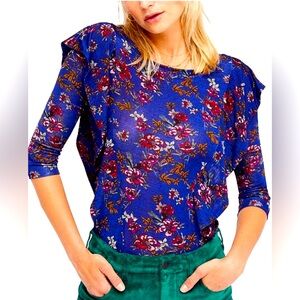 NWT Free People Dock Street Floral Top Sz XS